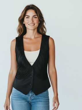 Moon Collection, ladies, black and cream vest size large very good condition